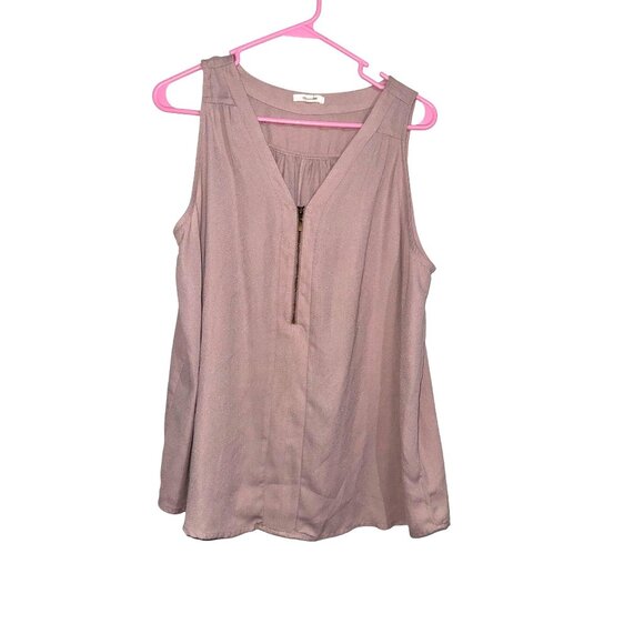 Maurices Womens Mauve Sleeveless V-Neck Blouse With Front Zipper XL - Picture 1 of 5